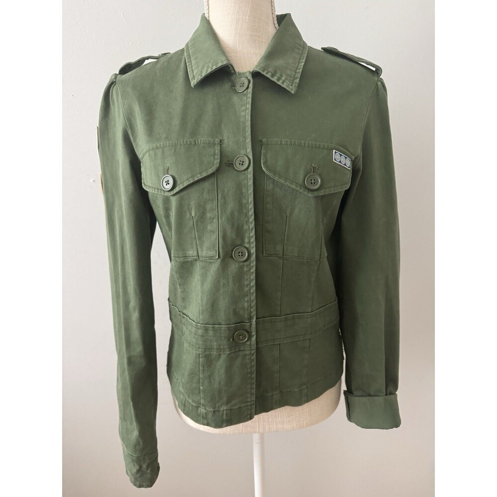 Vintage Abercrombie & Fitch Green Army Military Jacket Size Medium Y2k
